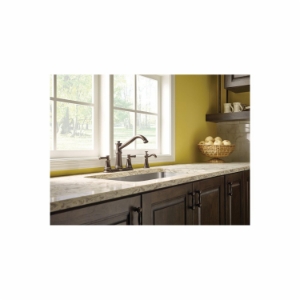 Moen® 7250ORB Kitchen Faucet, Belfield™, 1.5 gpm Flow Rate, 4 in Center, High-Arc Spout, Oil Rubbed Bronze, 2 Handles