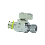 Viega 94031 PEX Press Straight Stop Valve, 1/2 x 1/4 in Nominal, Press x CTS End Style, 160 psi Pressure, Brass Body