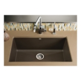 Blanco 440147 PRECIS™ SILGRANIT® II Kitchen Sink, Café, Rectangle Shape, 30 in L x 17 in W x 9-1/2 in D Bowl, 32 in L x 19 in W, Undermount, Solid Granite