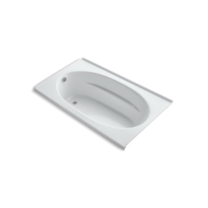 Kohler® 1115-L-0 Bathtub With Integral Flange, Windward®, Soaking Hydrotherapy, Oval, 72 in L x 42 in W, Left Drain, White