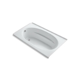 Kohler® 1115-L-0 Bathtub with Integral Flange, Windward®, Soaking Hydrotherapy, Oval, 72 in L x 42 in W, Left Drain, White