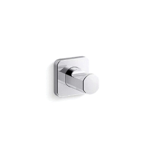 Kohler® 23529-CP K-Parallel® Robe Hook, 1 Hook, 2 in OAH x 2 in OAW x 2-3/16 in OAD, Zinc, Polished Chrome