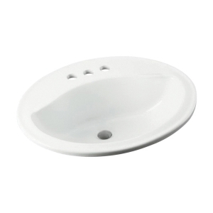 Sterling® 442004-0 Self-Rimming Bathroom Sink With Overflow, Sanibel®, Oval Shape, 4 in Faucet Hole Spacing, 20 in L x 17 in W x 8 in H, Drop-In Mount, Vitreous China, White