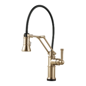 Brizo® 64225LF-GL Artesso® Dual-Jointed Articulating Kitchen Faucet, 1.8 gpm Flow Rate, 360 deg Swivel Spout, Luxe Gold, 1 Handle