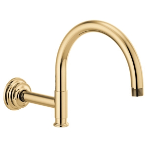 Brizo® RP100326PG Invari® Arc Shower Arm and Flange, 12-1/8 in L, Solid Brass Arm, 1/2 in NPT, Polished Gold