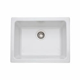 Rohl® 6347-00 Allia Kitchen Sink, White, Rectangle Shape, 21 in L x 15-9/16 in W x 10 in D Bowl, 23-15/16 in L x 18-1/2 in W x 10-13/16 in H, Undermount, Fireclay