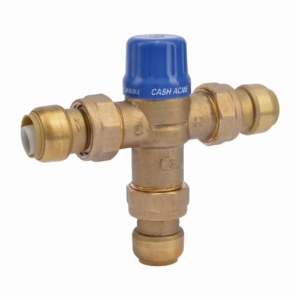 Sharkbite® Heatguard® 24505 HG110-D Thermostatic Mixing Valve, 3/4 in Nominal, Push-Fit End Style, 145 psi Pressure, Brass Body
