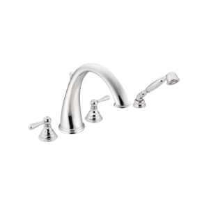 Moen® T922 Kingsley® Roman Tub Faucet, 2 gpm Flow Rate, 10 in Center, Chrome, 2 Handles, Traditional