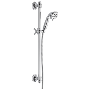 DELTA® 51308 Hand Shower, 3 in Dia 3 Shower Head, 2 gpm Flow Rate, 60 to 82 in L Hose, 1/2 in Female Connection, Chrome