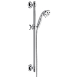 DELTA® 51308 Hand Shower, 3 in Dia 3 Shower Head, 2 gpm Flow Rate, 60 to 82 in L Hose, 1/2 in Female Connection, Chrome