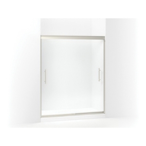 Sterling® 547808-59N-G05 Sliding Shower Door with CleanCoat® Technology, Finesse® Peak®, Frameless Frame, Tempered Glass, Nickel with Smooth/Clear Glass Texture, 5/16 in Thick Glass, 66-3/16 in H Opening, 59-5/8 in W Opening