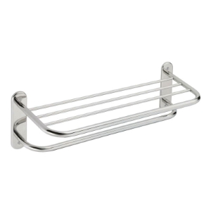 Moen® 5208-241PS Towel Shelf With Single Towel Bar, Hotel™ Motel, 26-1/4 in OAL x 8.313 in OAD x 8-1/2 in OAH, Stainless Steel