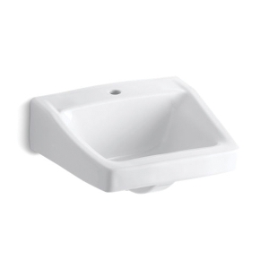 Kohler® 1722-0 Chesapeake™ Bathroom Sink, Squared Shape, 19-1/4 in W x 17-1/4 in D x 8-1/8 in H, Wall Mount, Vitreous China, White