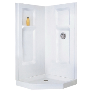 ELM® 738CWHT DURAWALL® Neo-Angle Corner Shower Wall, 73-1/4 in H, Fiberglass