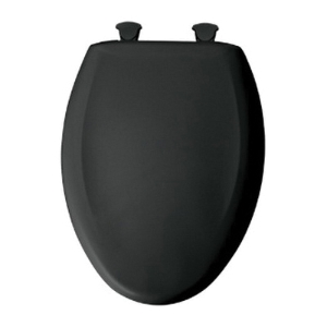 Bemis® 1200SLOWT 047 Toilet Seat With Cover, Elongated Bowl, Closed Front, Plastic, Black, Quick Release Hinge