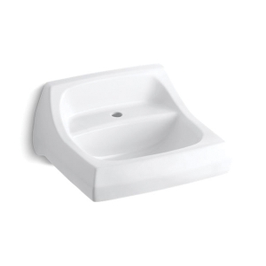 Kohler® 2007-0 Kingston™ Bathroom Sink with Overflow, Squared Shape, 21-1/4 in W x 18-1/8 in D x 7-1/4 in H, Wall Mount, Vitreous China, White