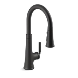 Kohler® 23764-BL Tone™ Pull-Down Kitchen Sink Faucet, 1.5 gpm Flow Rate, Matte Black, 1 Handle, 1 Faucet Hole, Traditional