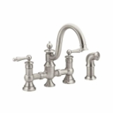 Moen® S713SRS Waterhill™ Bridge Kitchen Faucet, 1.5 gpm Flow Rate, 8 in Center, Spot Resist™ Stainless, 2 Handles