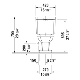 DURAVIT 21300100001 1930 Series Single Flush Toilet Bowl, White With WonderGliss, Octagonal Shape, 12 in Rough-In, 15 in H Rim