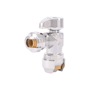 Sharkbite® 23048-0000LF Angle Supply Stop Valve, 1/2 x 1/4 in Nominal, Push Connect End Style, 200 psi Pressure, Natural Brass Body