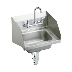 Elkay® CHS1716LRSC Handwash Sink Package, Rectangle Shape, 15-1/2 in W x 13 in D x 16-3/4 in H, Wall Mount, Stainless Steel, Buffed Satin