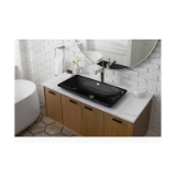 Kohler® 20212-P5-7 Iron Plains® Trough Bathroom Sink With Overflow Drain and Iron Gate Painted Underside, Rectangular Shape, 30 in W x 15-5/8 in D x 6-11/16 in H, Vessel/Drop-In/Under Mount, Enameled Cast Iron, Black Black™