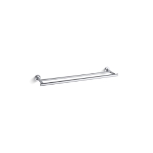 Kohler® 14375-CP Double Towel Bar, Purist®, 24 in L Bar, 5-7/16 in OAD x 1-7/8 in OAH, Brass, Polished Chrome