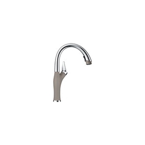 Blanco 442035 Artona Kitchen Faucet with Dual Spray, 1.5 gpm Flow Rate, Truffle/Stainless, 1 Handle, 1 Faucet Hole, Traditional