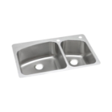 Elkay® DPXSR2250R2R Dayton® Dual Mount Sink, Rectangle Shape, 2R Faucet Holes, 22 in W x 33 in D x 8 in H, Top/Under Mount, Stainless Steel, Satin