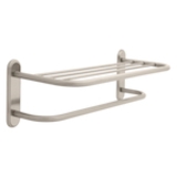 DELTA® 43224-SN Towel Shelf With Brass Step Style Beveled Flanges and One Bar, 24 in OAL x 26-7/32 in OAD x 8-15/32 in OAH, Brass, Satin Nickel