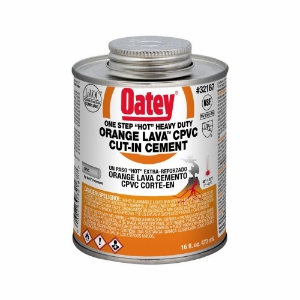 Oatey® Lava™ 32166 Heavy Duty Heavy Body Hot Low VOC CPVC Cut-In Cement, 8 oz Container, Orange