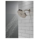DELTA® 52488-SS-PR Universal Showerhead with H2Okinetic® Technology and Touch-Clean® Technology, 1.75 gpm Max Flow, 4 Sprays, 8 in Dia x 3-1/2 in H Head, Lumicoat® Stainless