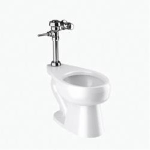 Sloan® 20201001 WETS-2020 Flushometer and Water Closet, Elongated Bowl, 17 in H Rim, 10 or 12 in Rough-In, 1.28 gpf Flush Rate, Polished Chrome