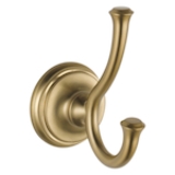 DELTA® 79735-CZ Cassidy® Robe Hook, 2 Hooks, 2-1/2 in OAW x 3-7/8 in OAD x 4-5/8 in OAH, Brass, Champagne Bronze
