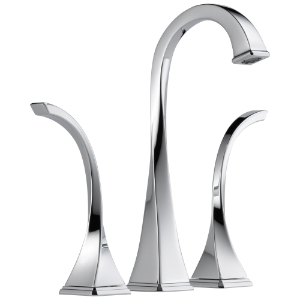 Brizo® 65430LF-PC Virage® Widespread Vessel Lavatory Faucet With Overflow, Commercial, 5-9/16 in Spout, 9-9/16 in H Spout, 6 to 16 in Center, Polished Chrome, 2 Handles, Grid Strainer Drain