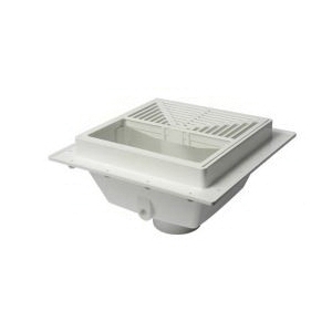 Sioux Chief SquareMax™ 861-3PW26 Floor Sink with Open-Half Flat Bottom Strainer, 3 in Drain Opening, 8-5/16 in H, Squared Shape, PVC