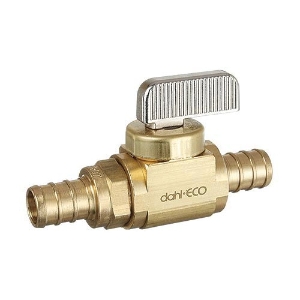 dahl dahal-Eco™ mini-ball™ 521-PX3-PX3 Straight In-Line Stop and Isolation Valve With Drain Screw and O-Ring Seal, 1/2 in Nominal, PEX (Crimp) End Style, Brass Body, Rough Brass