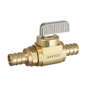 dahl dahal-Eco™ mini-ball™ 521-PX3-PX3 Straight In-Line Stop and Isolation Valve with Drain Screw and O-Ring Seal, 1/2 in Nominal, PEX (Crimp) End Style, Brass Body, Rough Brass