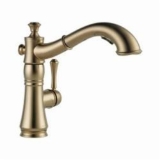 DELTA® 4197-CZ-DST Cassidy® Kitchen Faucet, 1.8 gpm Flow Rate, 360 deg Swivel Spout, Champagne Bronze, 1 Handle, 1/3 Faucet Holes