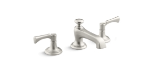 KALLISTA® P24600-LV Bellis® 1.2 GPM Widespread Bathroom Faucet with Traditional Spout Lever Handles and Pop-up Drain Assembly Brushed Nickel