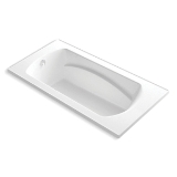 Sterling® 71301100-0 Bathtub, Lawson®, 72 in L x 36 in W, End Drain, White