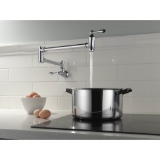 DELTA® 1177LF-PN Traditional Pot Filler Faucet, 4 gpm Flow Rate, Swivel Spout, Brilliance Polished Nickel, 2 Handles