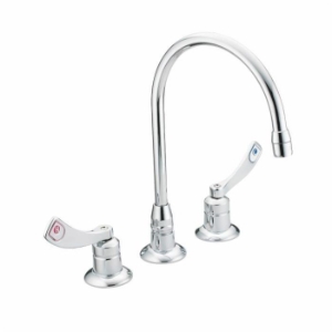 Moen® 8225 Widespread Kitchen Faucet, M-DURA™, 1.5 gpm Flow Rate, 8 in Center, Polished Chrome, 2 Handles