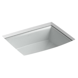 Kohler® 2355-95 Archer® Bathroom Sink with Overflow Drain, Rectangular Shape, 19-7/8 in W x 15-5/16 in D x 7-1/2 in H, Undermount, Vitreous China, Ice Grey