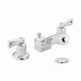 Moen® 8223 M-DURA™ Widespread Lavatory Faucet, 2.2 gpm Flow Rate, 4.2 in H Spout, 8 in Center, Chrome, 2 Handles, Pop-Up Drain