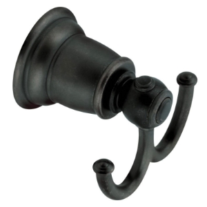 Moen® YB5403WR Robe Hook, Kingsley®, 2 Hooks, 3.31 in OAW x 3.01 in OAD x 3.11 in OAH, Wrought Iron