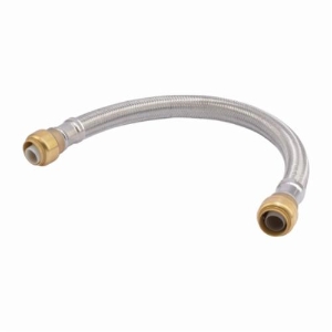 Sharkbite® U3016FLEX18LF Flexible Braided Water Heater Connector, 3/4 in, Push-Fit x Push-Fit, 18 in L, 200 psi, Stainless Steel