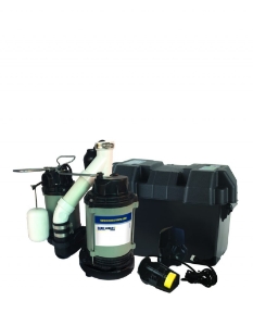 BLUE ANGEL® F33SSN 1/3 HP primary, Dual Cast Iron Pumps - A/C and DC. Integrated Vertical Float Switch Primary Sump Pump with F12V Cast Iron Battery Back Up System