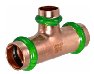 Merit Brass MB14435N 1-1/2" X 1-1/4" X 1/2" CopperPress® Tee with VIPR® Press Ring