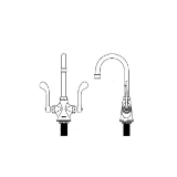 , Concealed Deck Bathroom Faucet, 1.5 gpm, Chrome Plated, 2 Handles, Import, Commercial